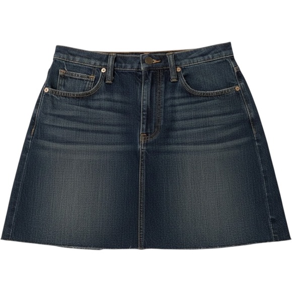Madewell Dresses & Skirts - Madewell Denim Skirt Womens 26 Blue Mini High Rise Raw Hem Distressed Dark Wash